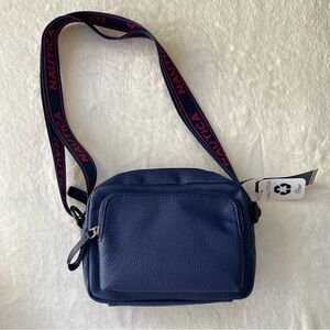 Nautica Stowaway Crossbody Bag Indigo Navy Pebble PU Leather NWT